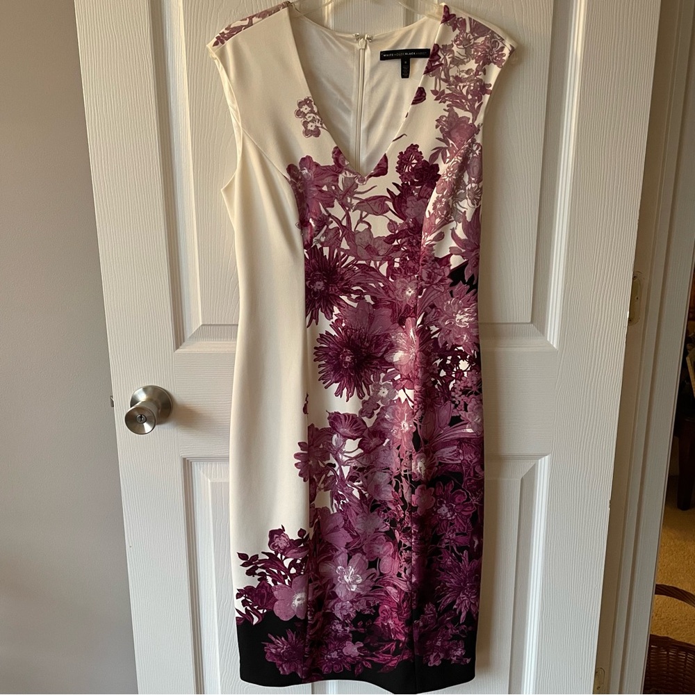 White House Black Market Back Zip Lined Sheath Dress Size 8